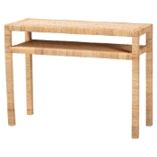 bali & pari Kalimantan Bohemian Light Honey Rattan and Acacia Wood Console Table